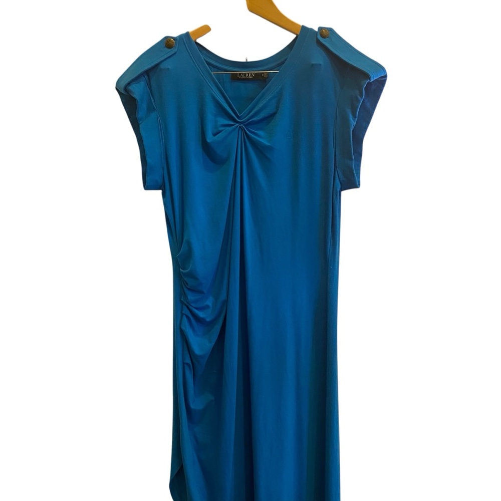 Lauren Ralph Lauren Women's Royal Blue Twist Front Jersey Midi Dress Sz 14